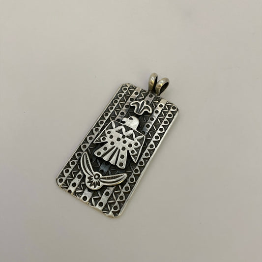 Stamped Thunderbird Bar Pendant By Bo Reeves