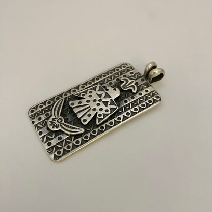 Stamped Thunderbird Bar Pendant By Bo Reeves
