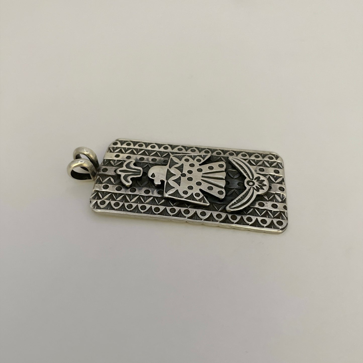 Stamped Thunderbird Bar Pendant By Bo Reeves