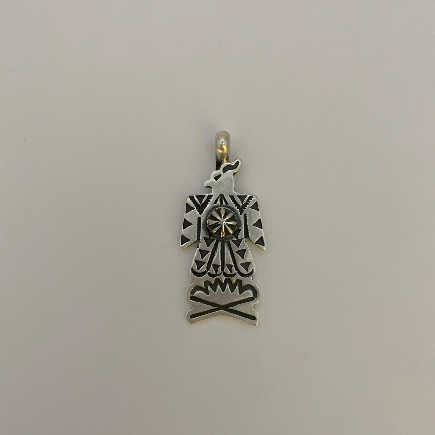 Stamped Thunderbird Pendant By Bo Reeves