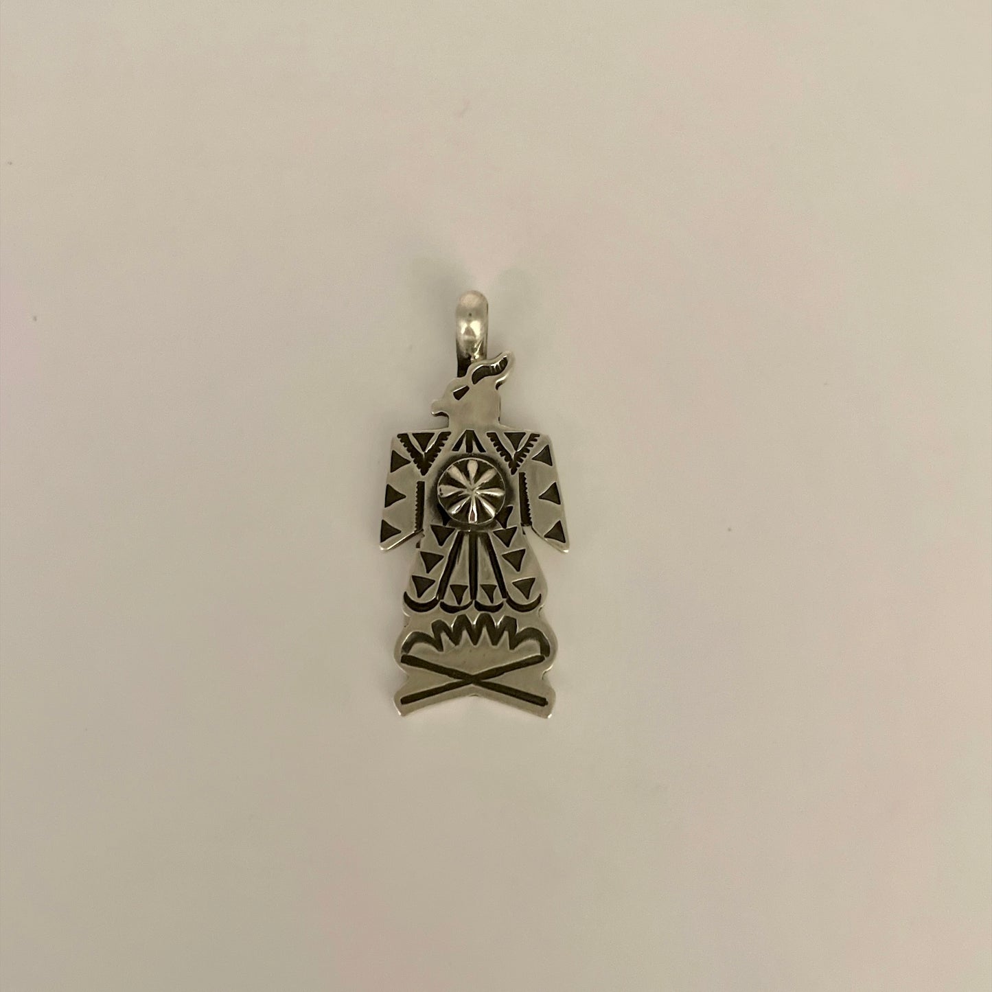 Stamped Thunderbird Pendant By Bo Reeves