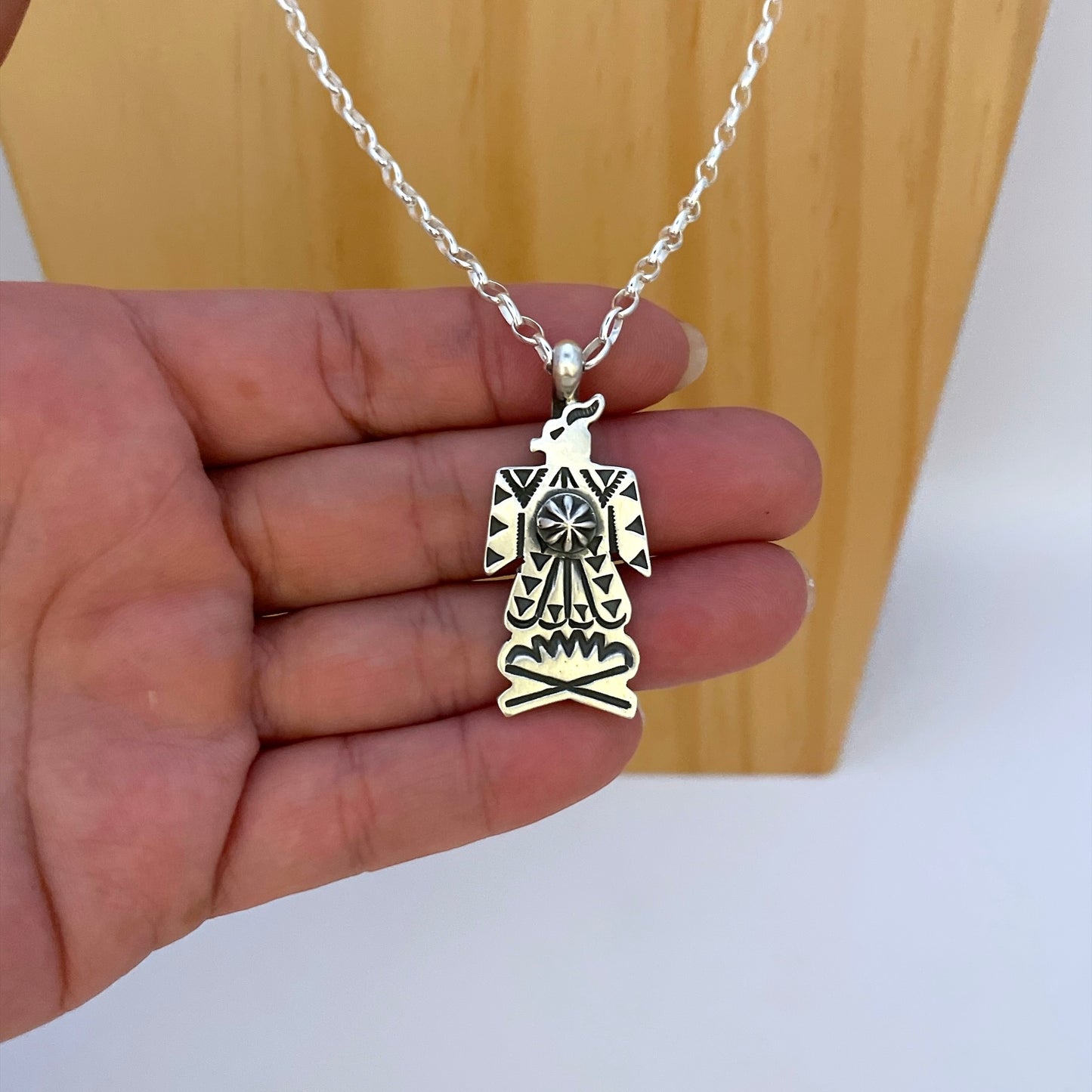 Stamped Thunderbird Pendant By Bo Reeves