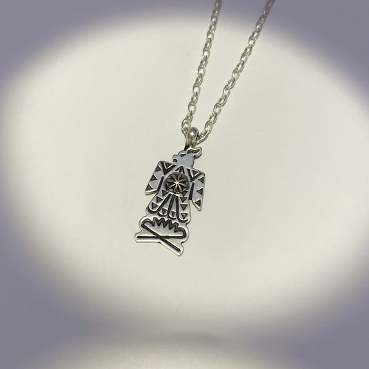 Stamped Thunderbird Pendant By Bo Reeves