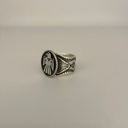 Stamped Sterling Silver Thunderbird Ring By Bo Reeves Size 7.5