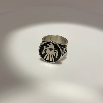 Stamped Sterling Silver Thunderbird Ring By Bo Reeves Size 7.5
