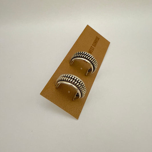 Sterling Silver Hoop Earrings 5/8" Double coils