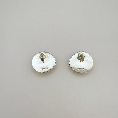 Pink Conch Shell Round Stud Earrings