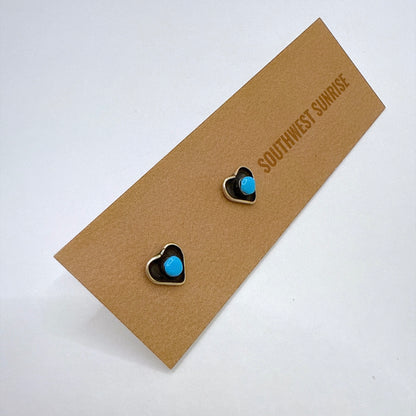 Mini Turquoise Heart Stud Earrings
