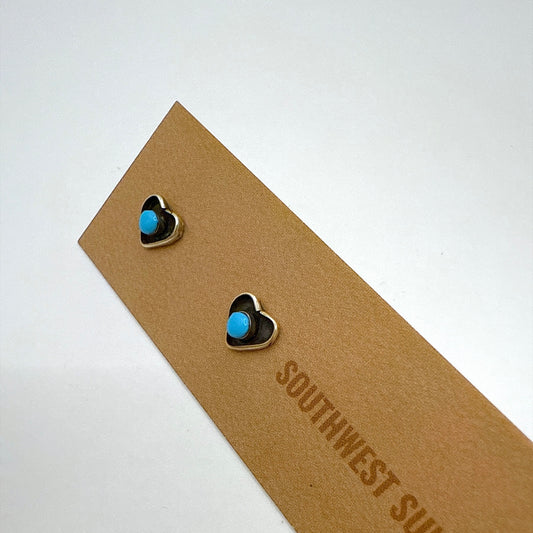 Mini Turquoise Heart Stud Earrings