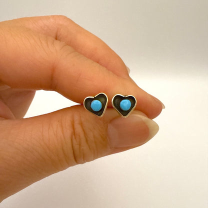 Mini Turquoise Heart Stud Earrings