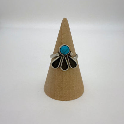 Turquoise Fan Ring Size 7.5