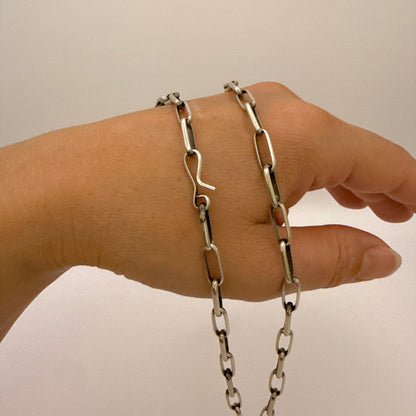 Navajo Handmade Sterling Silver Chain 24" - Link 1/2"