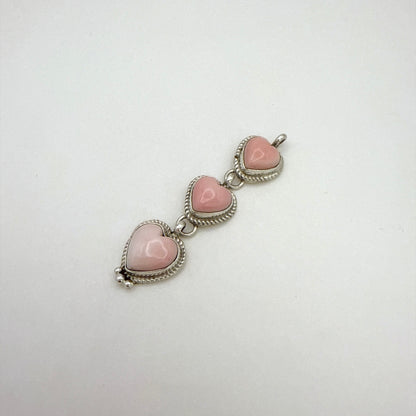 Pink Conch 3 Stone Heart Pendant