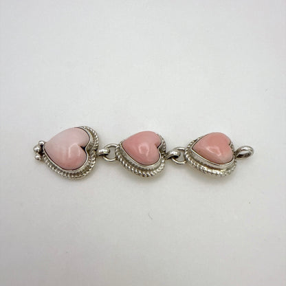 Pink Conch 3 Stone Heart Pendant