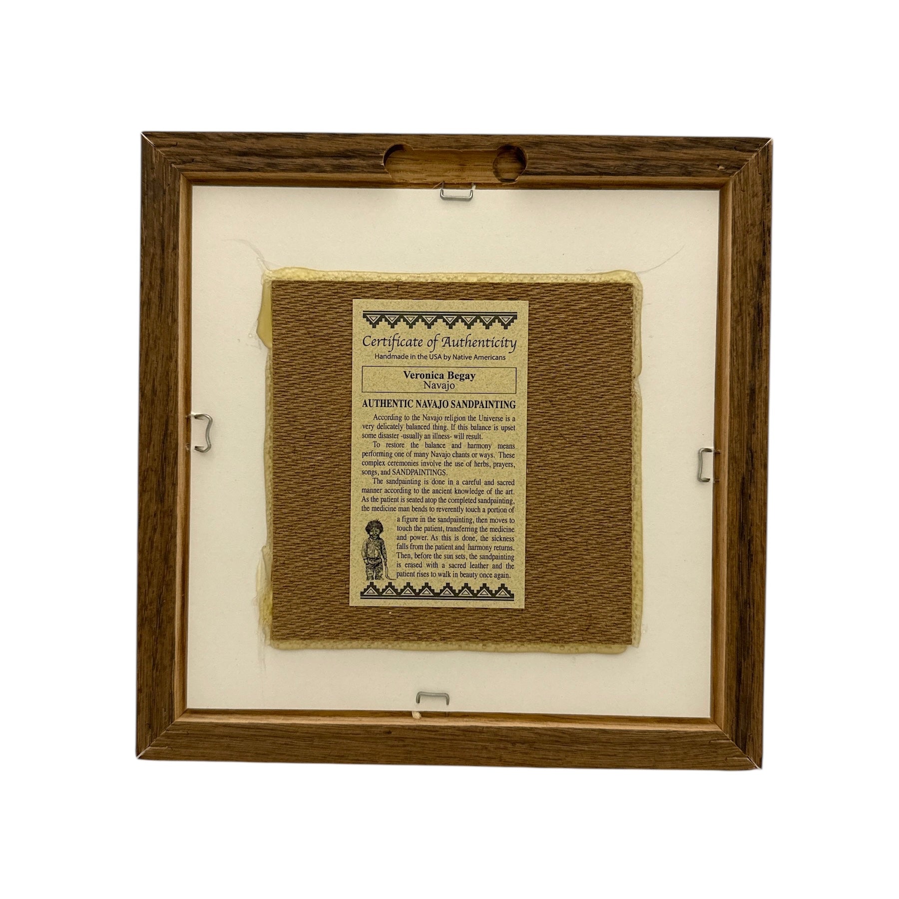 Navajo Sand Painting by Veronica Begay – 7x7 Framed Native