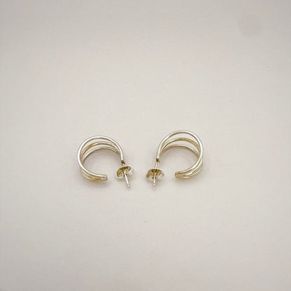 シルバーリブドフープピアス 直径16mm