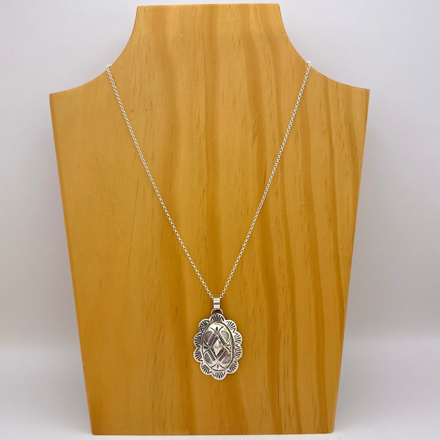 Stamped Silver Pendant A