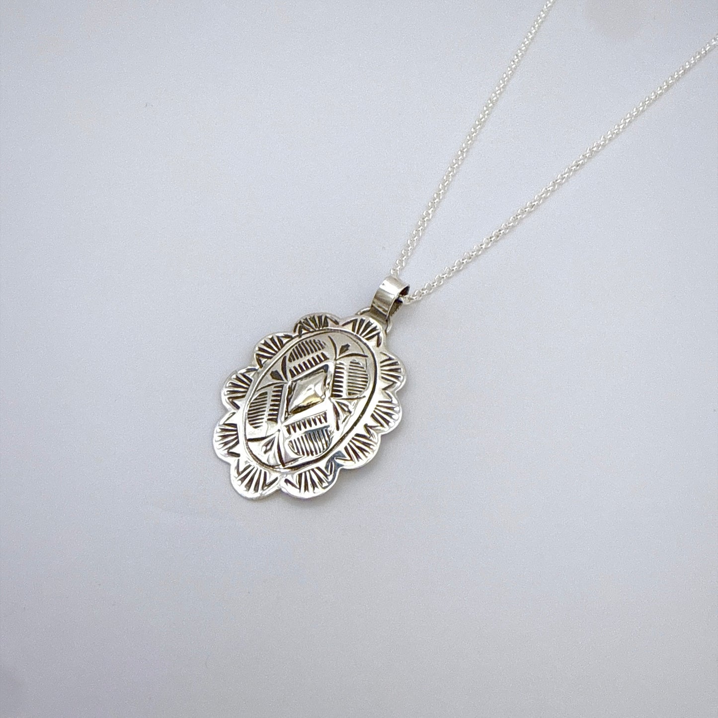 Stamped Silver Pendant A