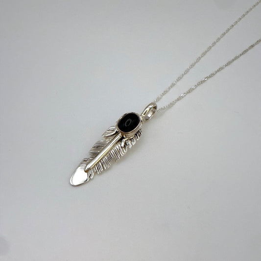 Onyx Feather Pendant