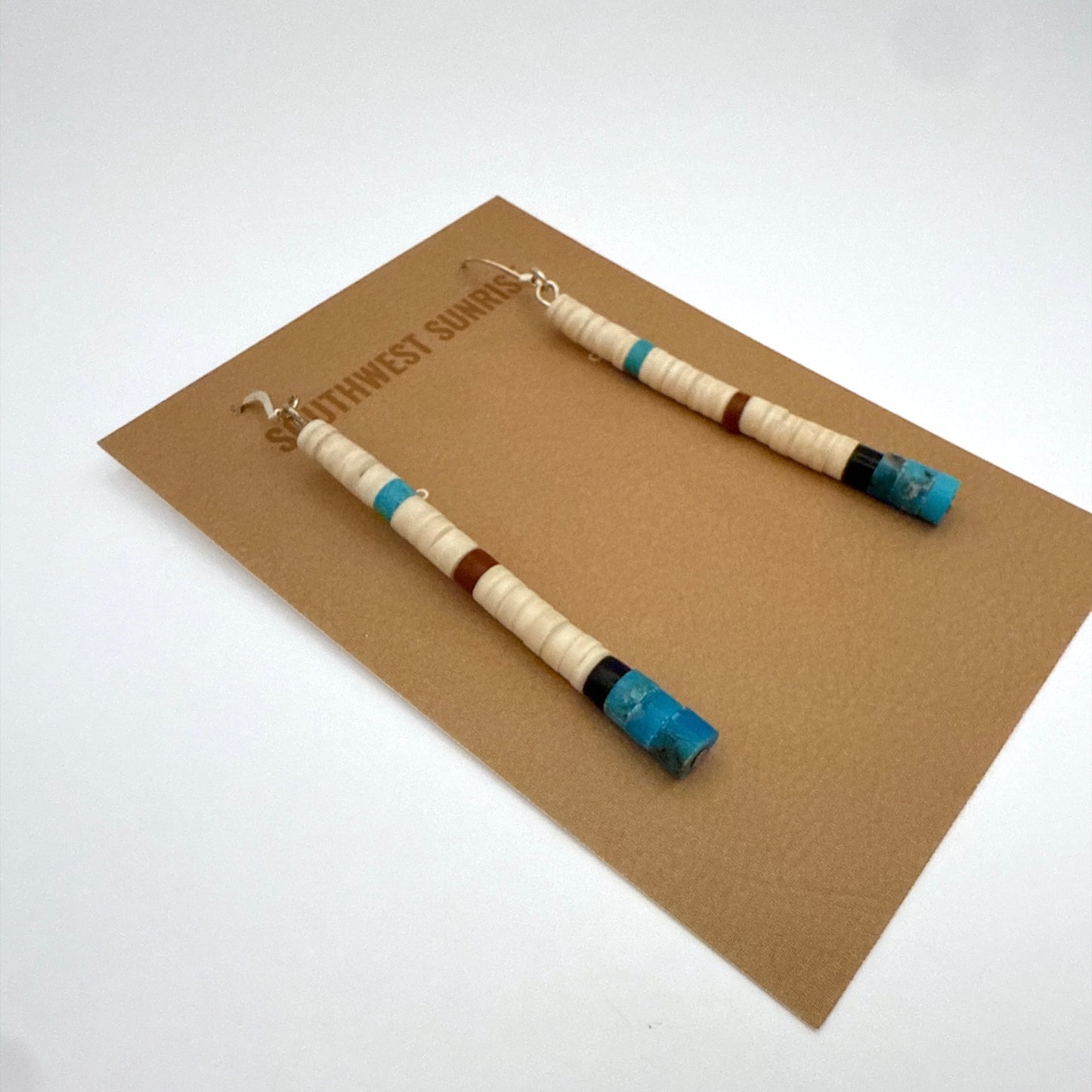 Turquoise Shell Heishi Earrings C