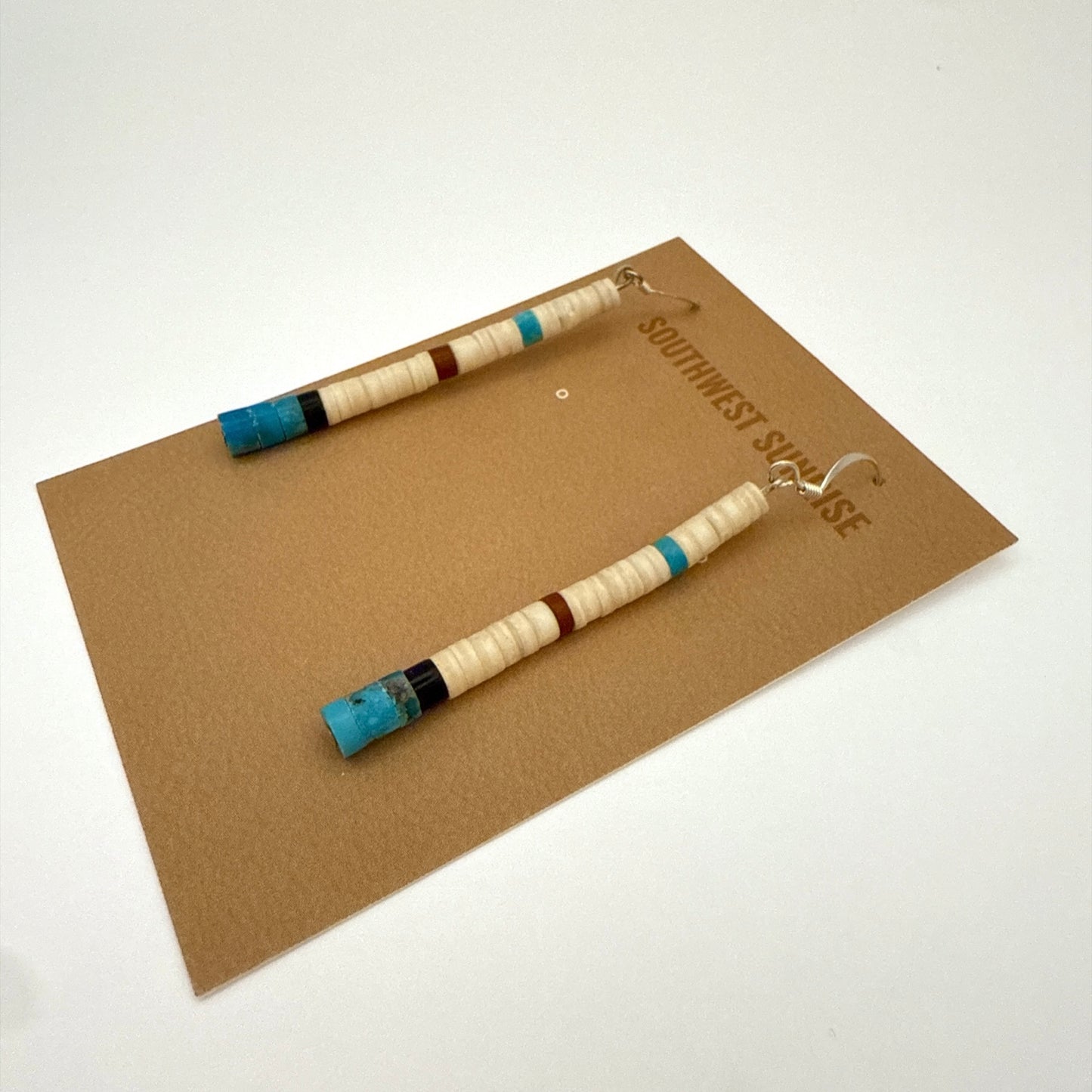 Turquoise Shell Heishi Earrings C