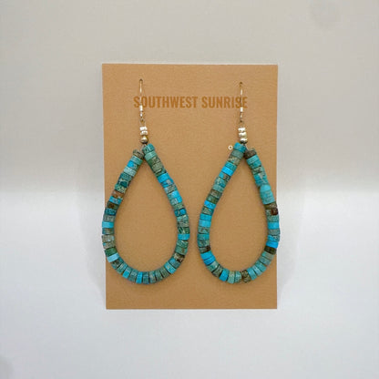 Kingman Turquoise Heishi Earrings A