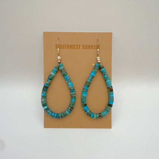 Kingman Turquoise Heishi Earrings A