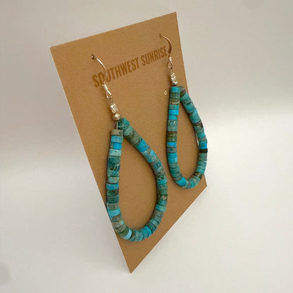 Kingman Turquoise Heishi Earrings A