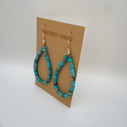 Kingman Turquoise Heishi Earrings A