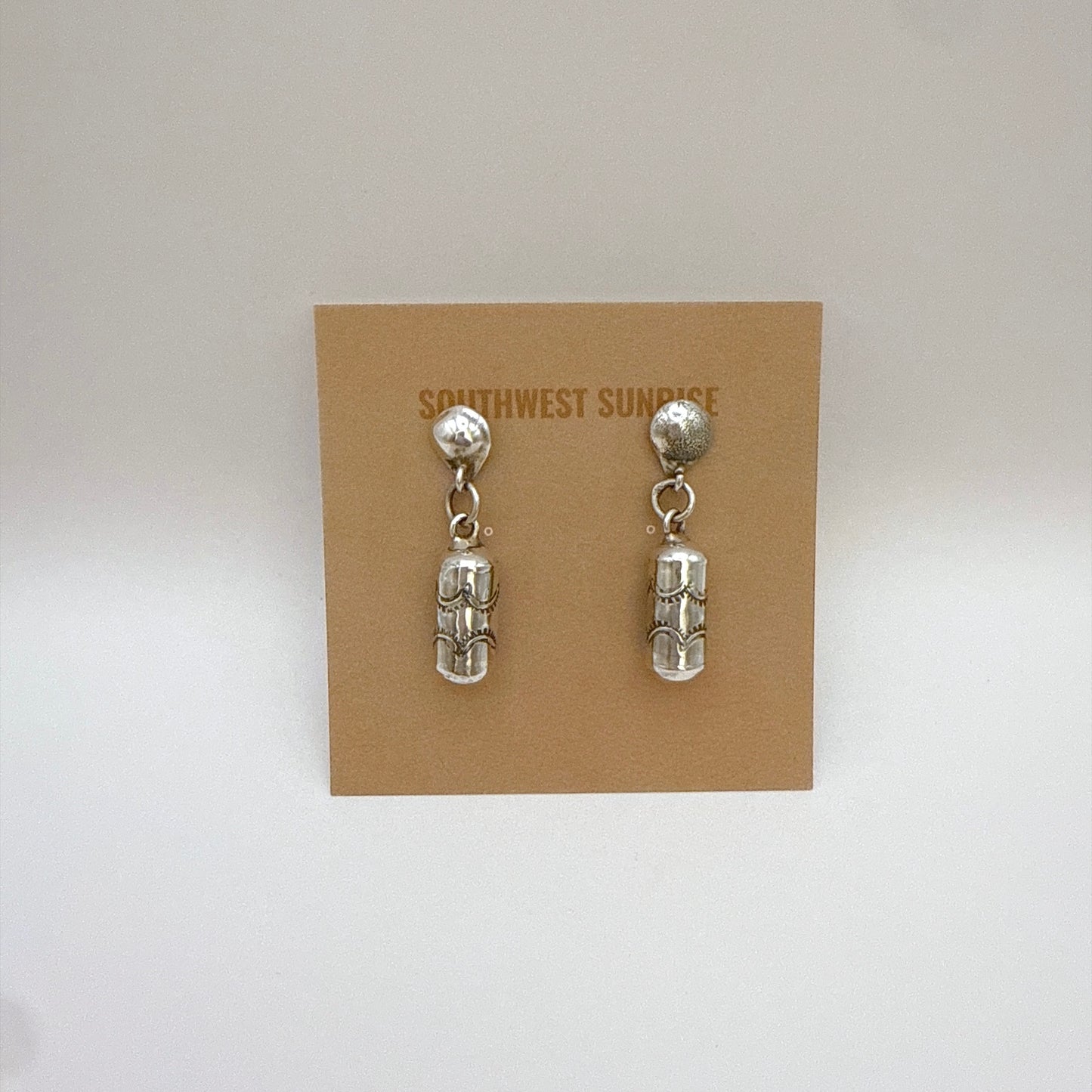 Stamped Silver Dangle Earrings