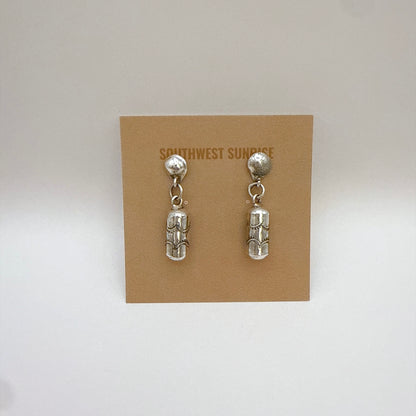 Stamped Silver Dangle Earrings