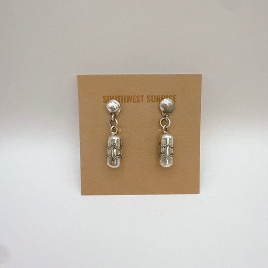 Stamped Silver Dangle Earrings