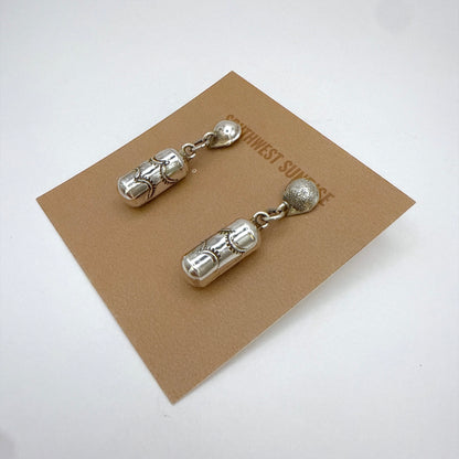 Stamped Silver Dangle Earrings