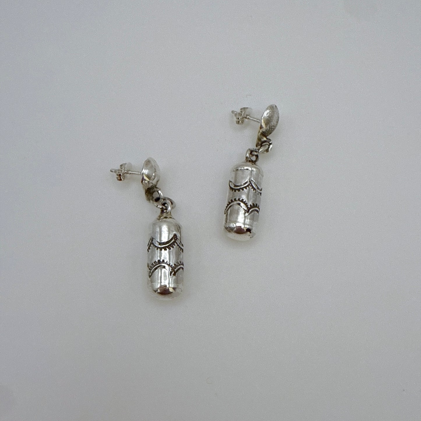 Stamped Silver Dangle Earrings