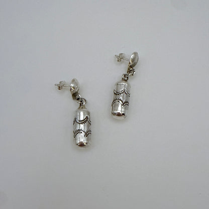 Stamped Silver Dangle Earrings