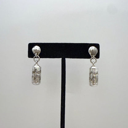 Stamped Silver Dangle Earrings