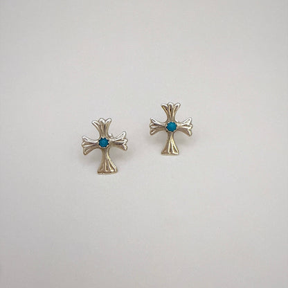 Turquoise Cross Stud Earrings A