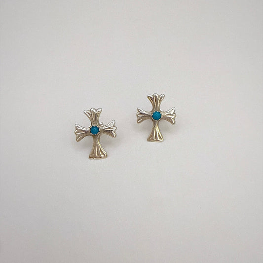 Turquoise Cross Stud Earrings A