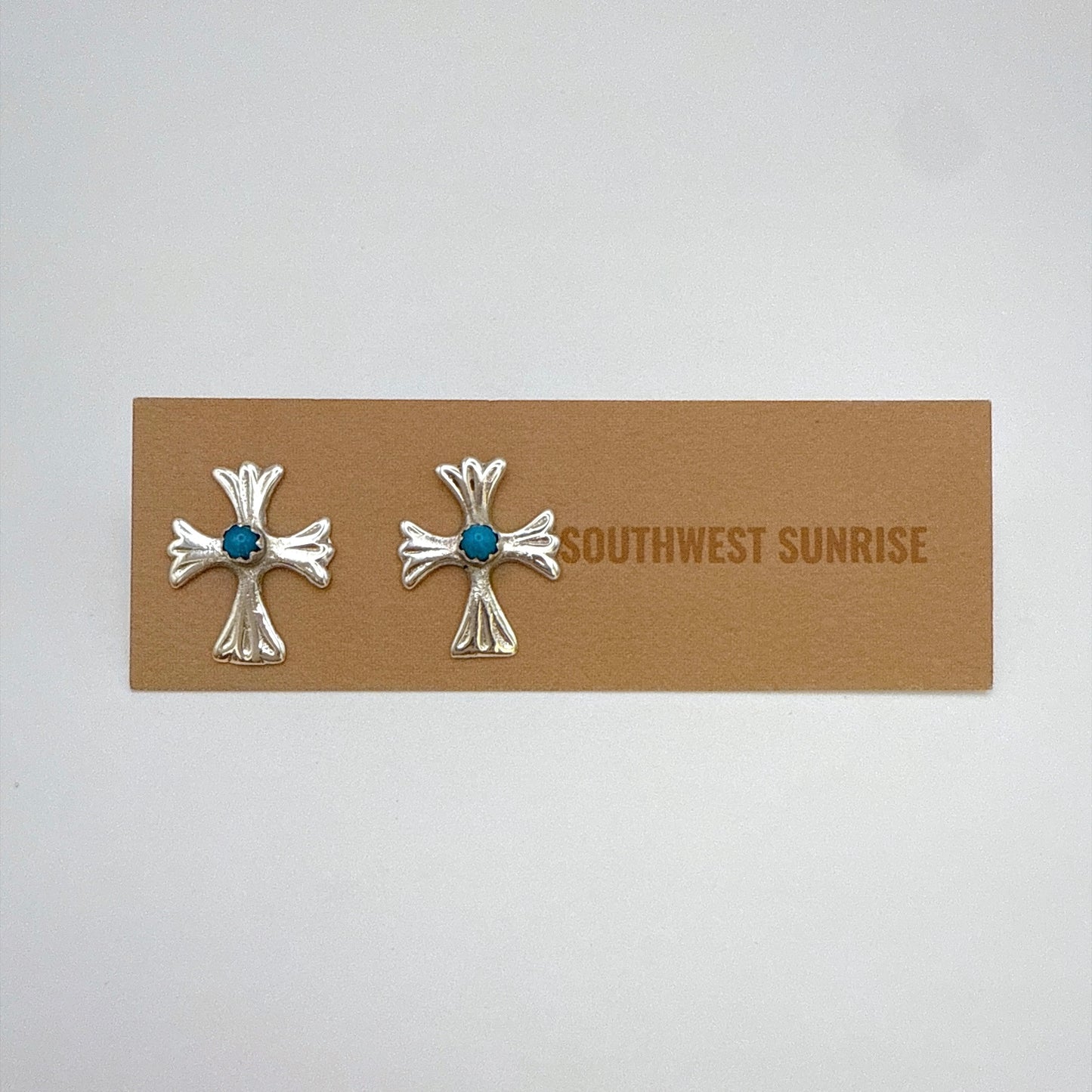Turquoise Cross Stud Earrings A