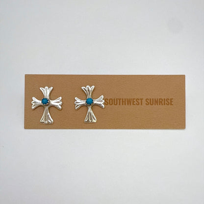 Turquoise Cross Stud Earrings A