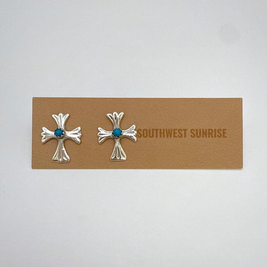 Turquoise Cross Stud Earrings A