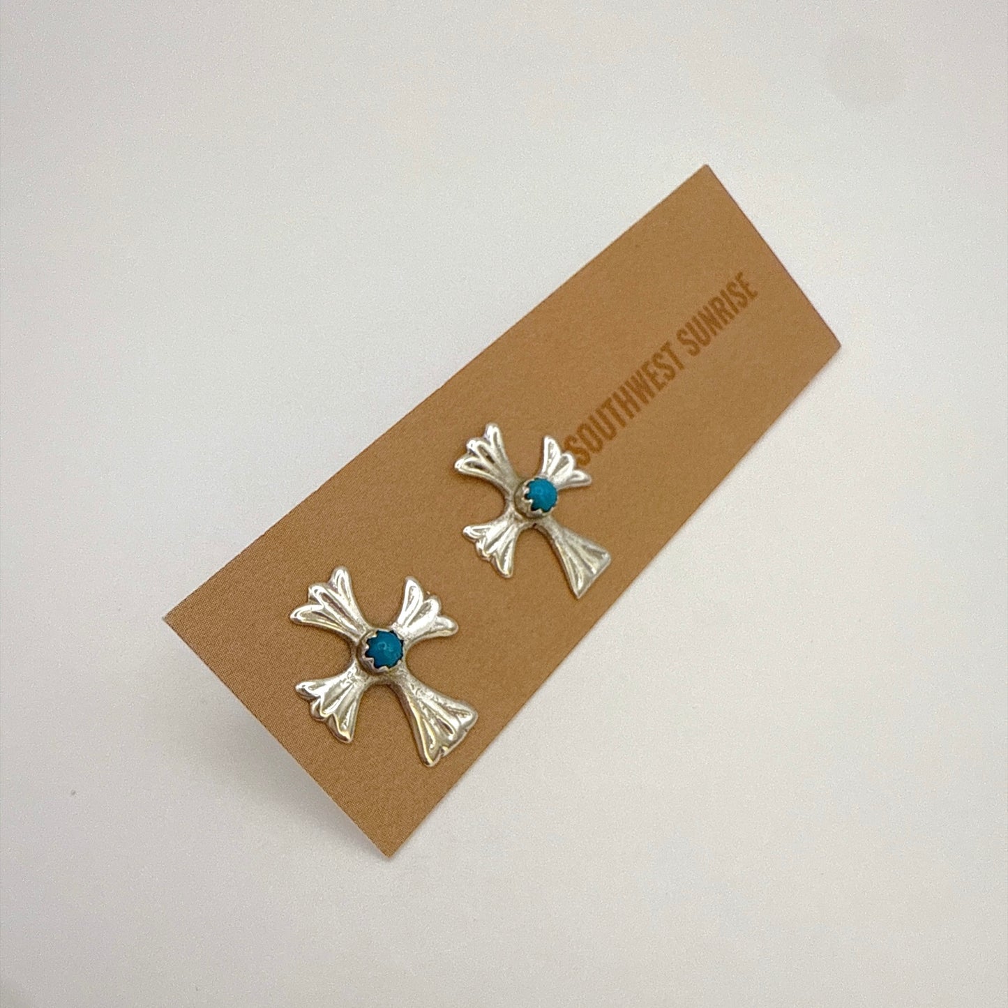 Turquoise Cross Stud Earrings A