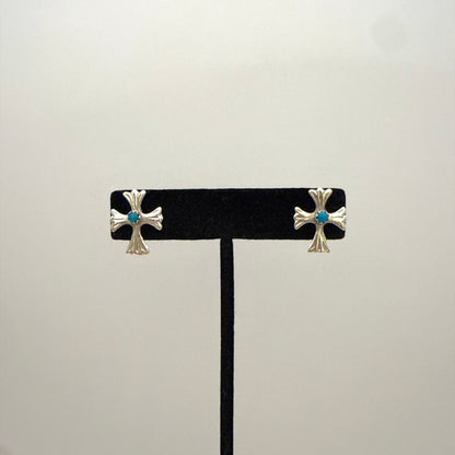 Turquoise Cross Stud Earrings A