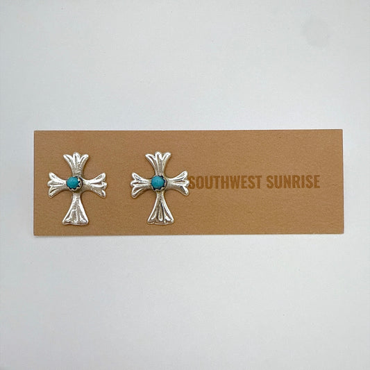 Turquoise Cross Stud Earrings B