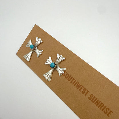 Turquoise Cross Stud Earrings B