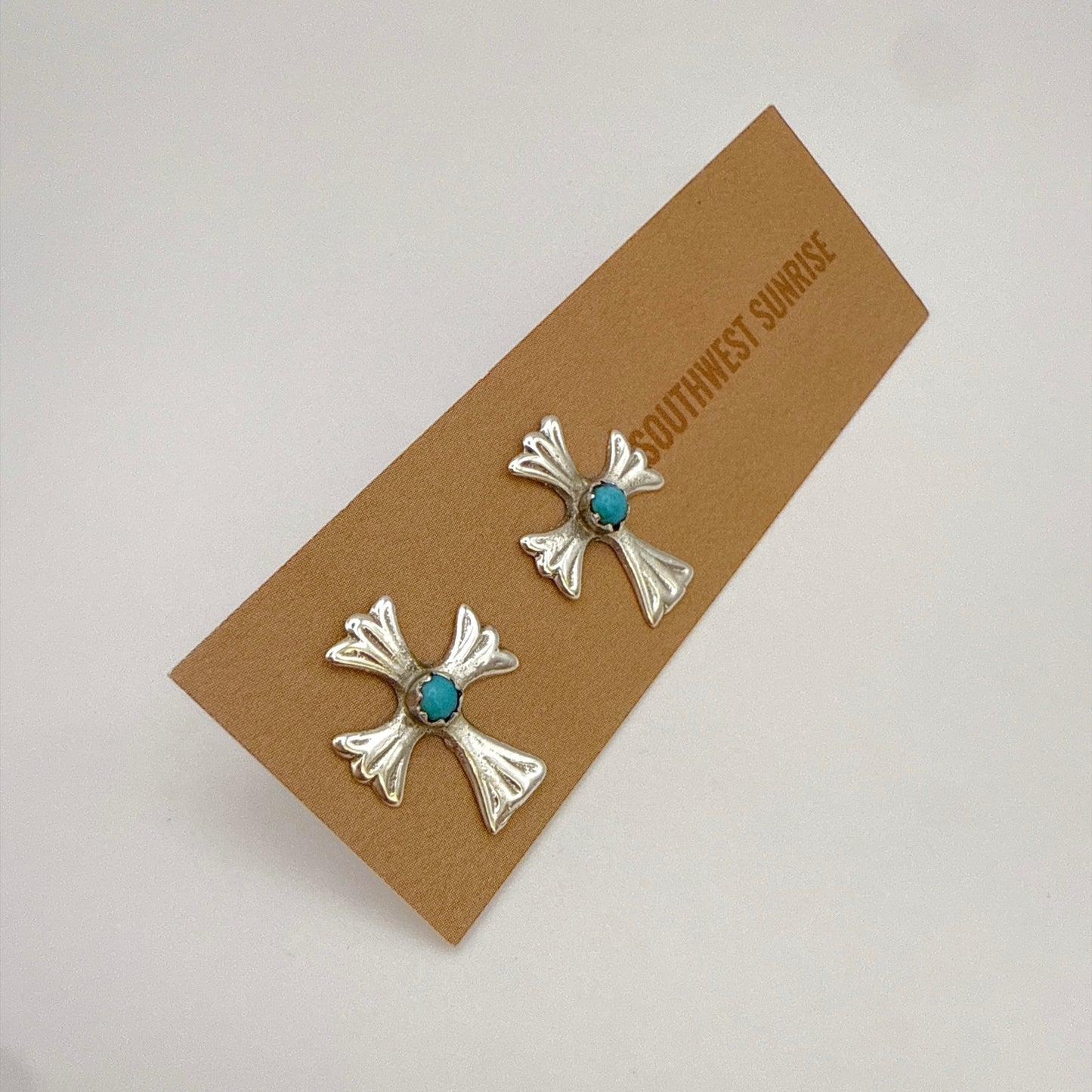 Turquoise Cross Stud Earrings B