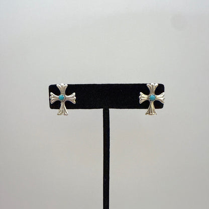 Turquoise Cross Stud Earrings B