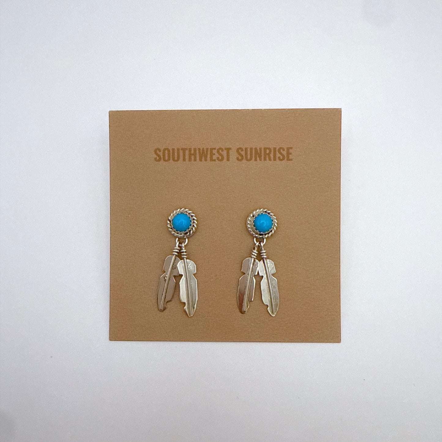Turquoise Feather Earrings