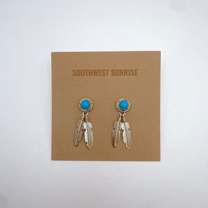 Turquoise Feather Earrings