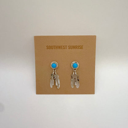 Turquoise Feather Earrings